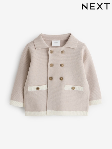 Stone Pure Cotton Knitted Cardigan (H58645) | £10