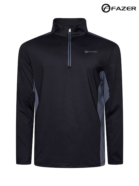 Fazer Mens Hartford Half Zip Golf Mid Layer Black Sweat Top (H58661) | £40
