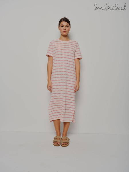 Smith & Soul Pink Striped Jersey Dress (H58674) | £99