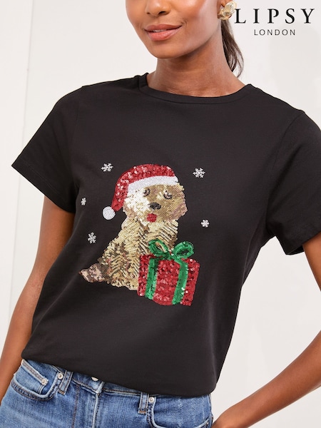 Lipsy Christmas Cockapoo Crew Neck T-Shirt (H58733) | £26