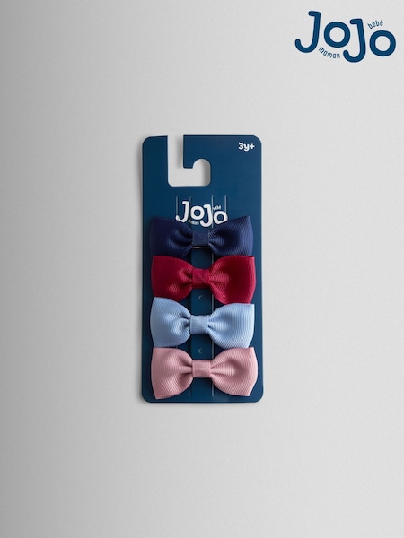 JoJo Maman Bébé Blue Bow Hair Clips 4 Pack (H58743) | £8.50