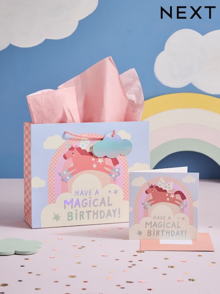 Lilac Unicorns Medium Gift Bag and Card Set (H58745) | £3.75