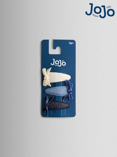 JoJo Maman Bébé Blue 3-Pack Denim Bow Clips (H58746) | £7