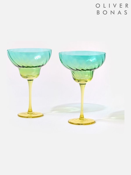 Oliver Bonas Set of 2 Blue Zuri Margarita Glasses (H58780) | £20