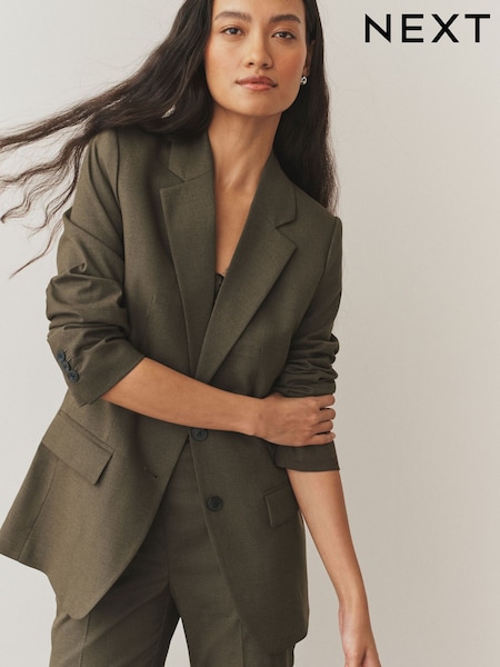 Khaki Green Tailored Single Breasted Blazer With Wool (H58794) | £52