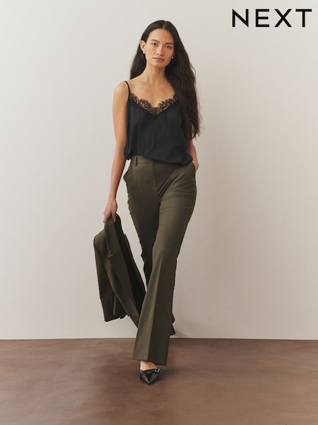 Khaki Green Tailored Bootcut Trousers With Wool (H58807) | £34