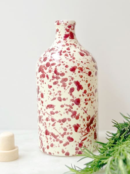 Hot Pottery Cranberry Splatter Oil & Vinegar Bottle (H58867) | £43