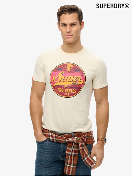Superdry Cream Relaxed Gasoline Graphic T-Shirt (H58935) | £30