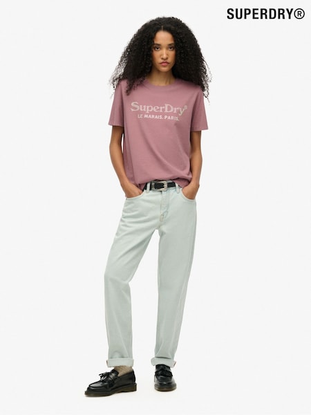 Superdry Purple Relaxed Venue Metallic T-Shirt (H58936) | £30