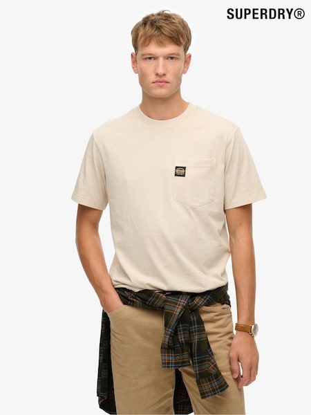Superdry Nude Contrast Stitch Pocket T-Shirt (H58937) | £23