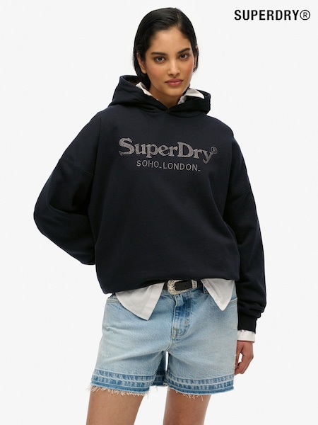 Superdry Black Relaxed Venue Metallic Hoodie (H58958) | £55