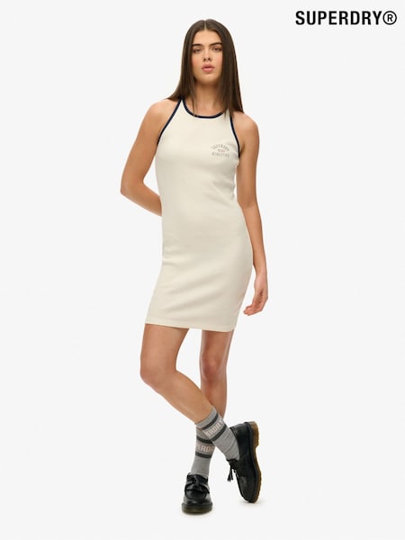 Superdry White Athletic Essentials Ribbed Tank Dress (H58964) | £30