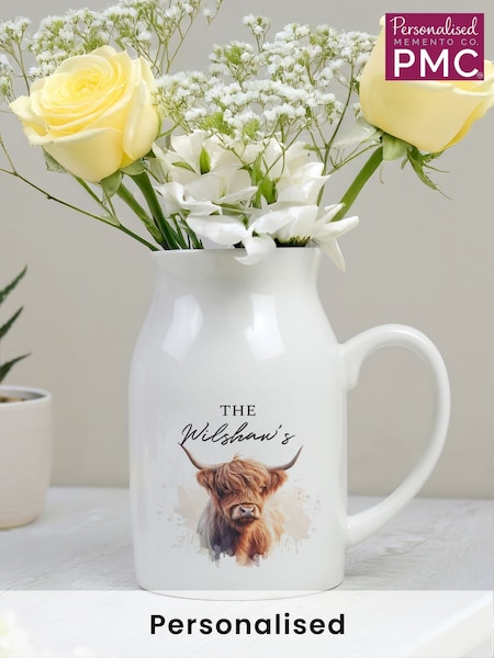 Personalised Highland Cow Flower Jug Vase by PMC (H59009) | £17