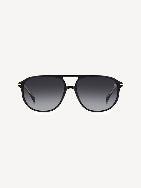 Eyewear by David Beckham Round Black Sunglasses (H59015) | £159