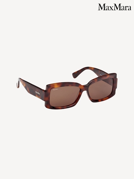 Max Mara Square Brown Sunglasses In Dark Havana (H59074) | £150