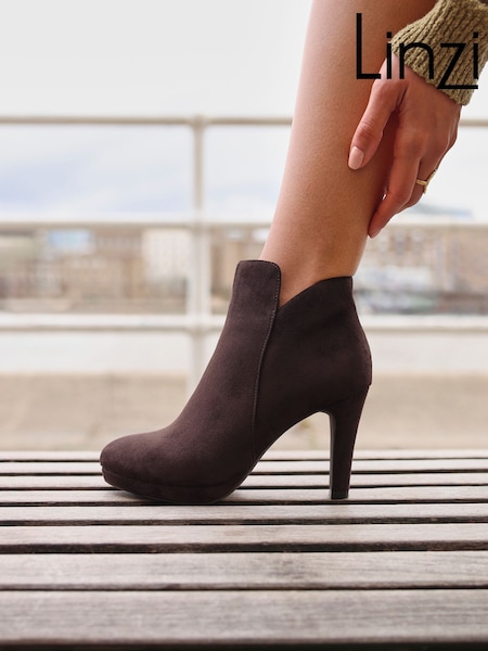 Linzi Brown Layara Platform Ankle Boots With Stiletto Heels (H59141) | £46