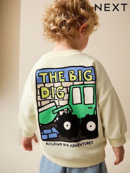 Buttermilk Yellow Digger Back Printed Crew Neck Jersey Sweatshirt (3mths-7yrs) (H59206) | £10 - £12