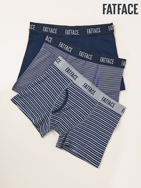 FatFace Navy 3 Pack Stripe Boxers (H59236) | £30