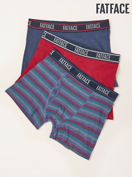 FatFace Red 3 Pack Stripe Boxers (H59240) | £30