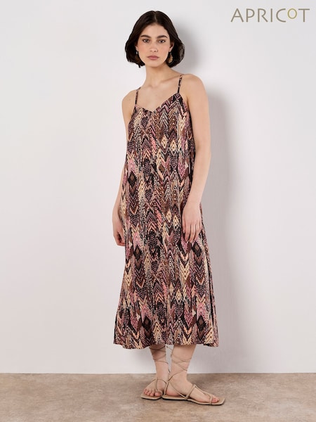 Apricot Brown Ikat A-Line Slip Dress (H59257) | £46