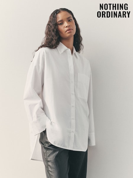 Nothing Ordinary White Heavyweight Cotton Relaxed Shirt (H59349) | £79