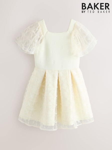 Baker by Ted Baker Mesh Overlay Angel Sleeve Scuba Dress (H59351) | £50 - £55