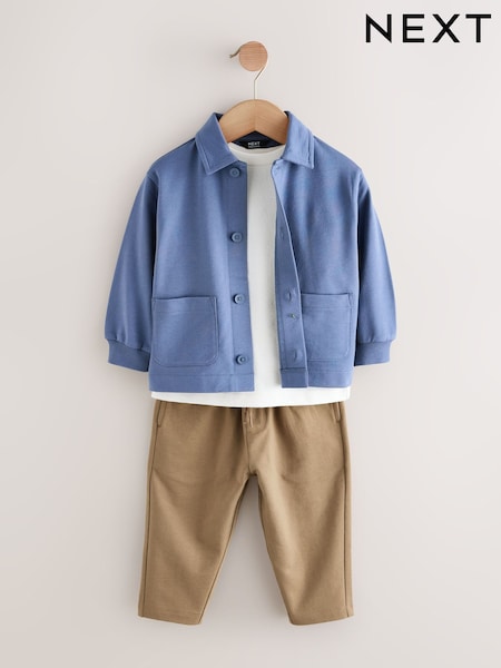 Blue Jersey Shirt T-Shirt and Joggers 3 Piece Set (3mths-7yrs) (H59364) | £24 - £28