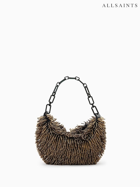 AllSaints Brown Madea Chain Strap Beaded Bag (H59418) | £249