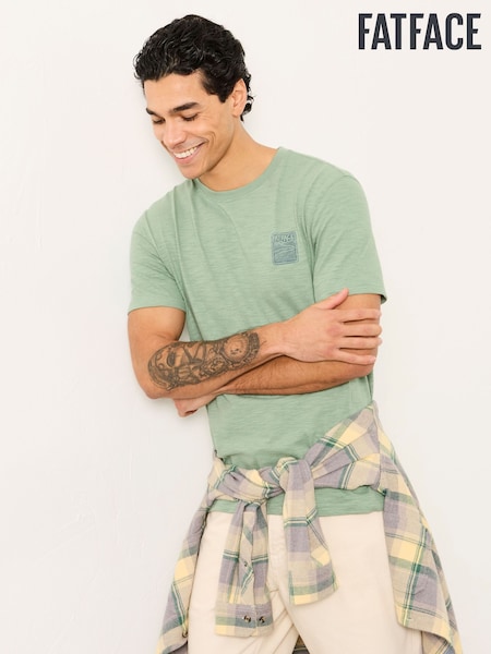 FatFace Sage Green Stamp Graphic T-Shirt (H59479) | £28