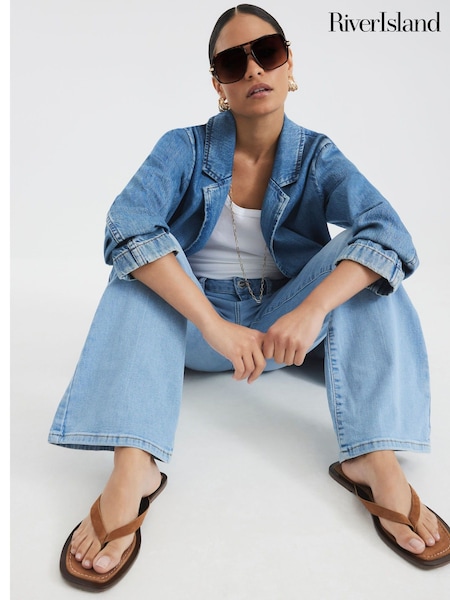 River Island Blue Petite Mid Rise Bootcut Jeans (H59568) | £51