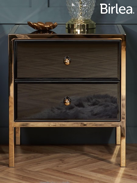 Birlea Black and Gold Fenwick 2 Drawer Bedside Table (H59594) | £258