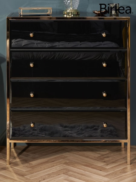 Birlea Black and Gold Fenwick 4 Drawer Chest (H59602) | £540