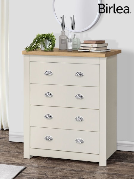 Birlea Cream and Oak Highgate 4 Drawer Effect Chest (H59610) | £180