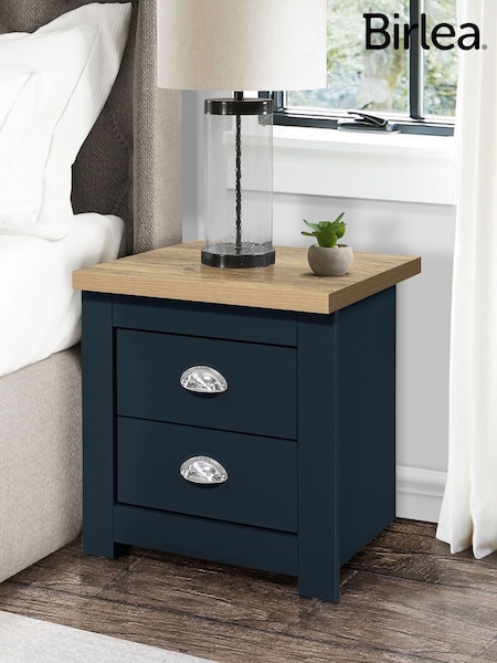 Birlea Navy Blue Oak Highgate 2 Drawer Bedside Table (H59615) | £0