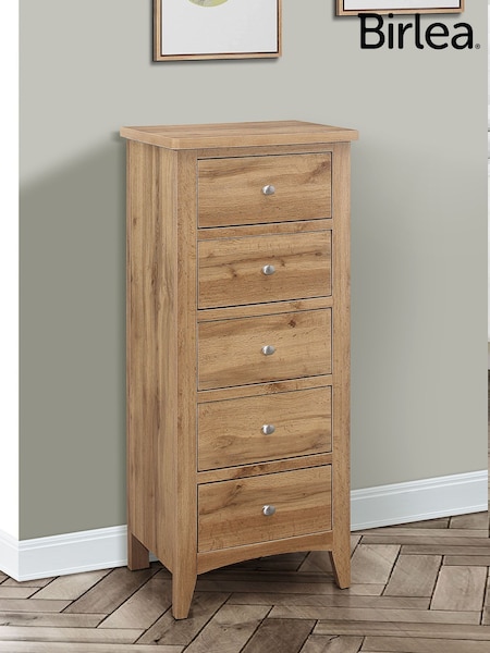 Birlea Oak Hampstead 5 Drawer Tall Chest (H59621) | £176