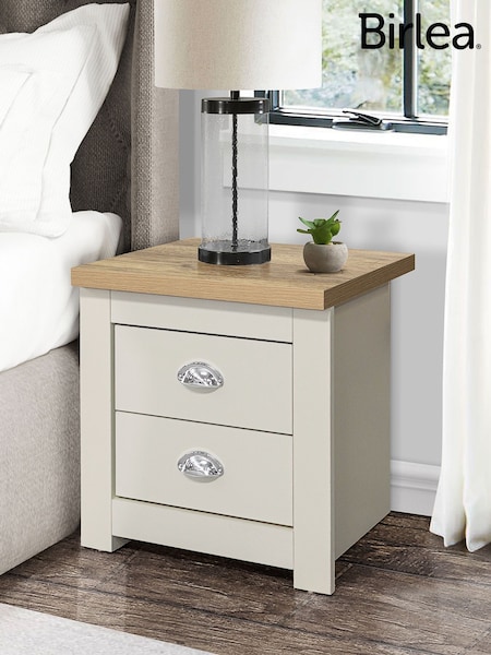 Birlea Cream and Oak Highgate 2 Drawer Bedside Table (H59636) | £0
