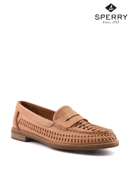 Sperry Woven Seaport Penny Mocassin Brown Shoes (H59650) | £130