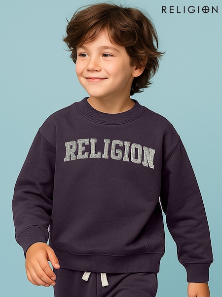 Religion Black Oversized Appliqué Sweatshirt (H59695) | £25