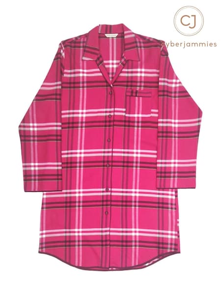 Cyberjammies Pink Long Sleeve Check Nightshirt (H59706) | £32