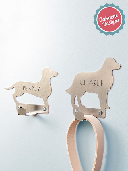 Personalised Stainless Steel Dog Breed Lead Holder by Oakdene (H59727) | £18