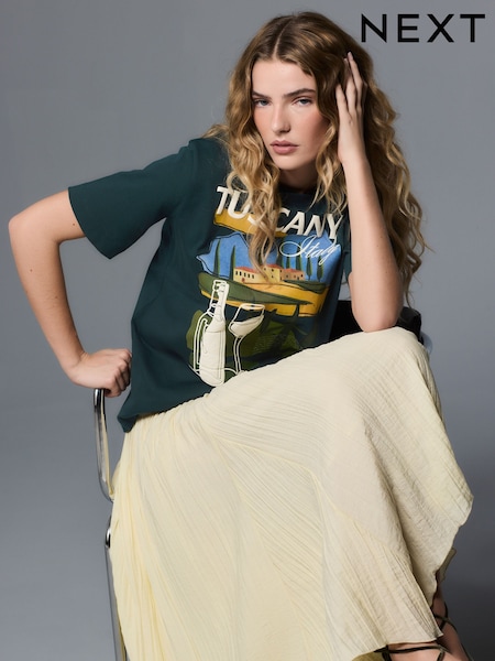 Green Heavyweight Short Sleeve Crew Neck T-Shirt (H59879) | £22