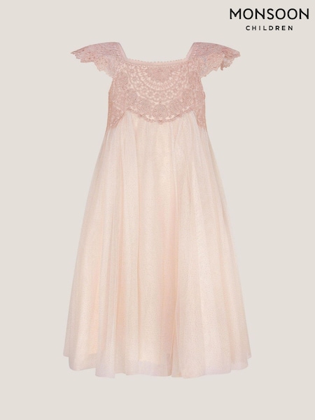 Monsoon Pink Estella Lace Bodice Dress (H59889) | £50 - £56
