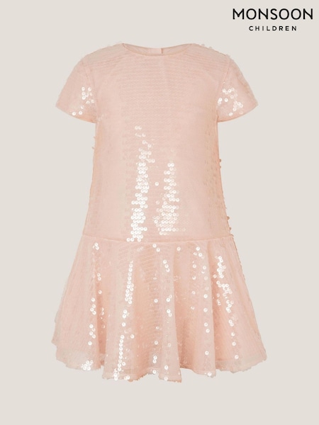 Monsoon Pink Sequin Drop Waist Dress (H59890) | £40 - £44
