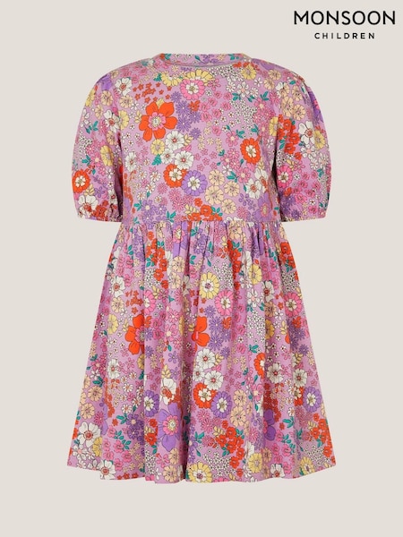 Monsoon Purple Floral Print Jersey Skater Dress (H59902) | £25 - £29