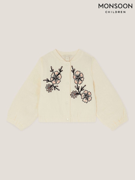 Monsoon Natural Floral Print Embroidered Bomber Jacket (H59903) | £34 - £39