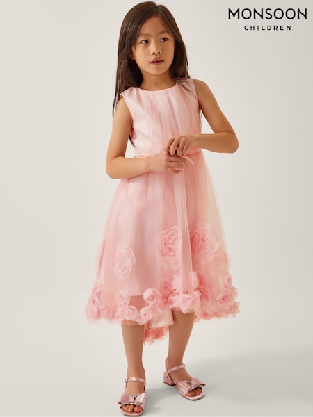 Monsoon Pink Josie 3D Rosette Dress (H59907) | £60 - £70
