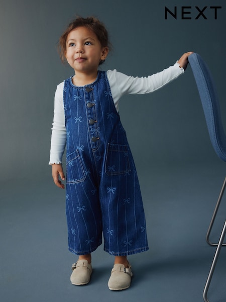 Bow Print Sleeveless Denim Jumpsuit (3mths-8yrs) (H59966) | £17 - £23