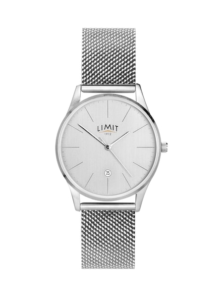 Limit  40mm Mens Round Silver Analogue Watch with Silver Mesh Strap (H59997) | £35