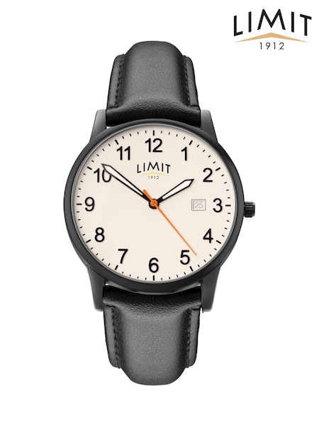 Limit Mens Round 38mm Black Analogue Watch with Black Strap (H60007) | £25