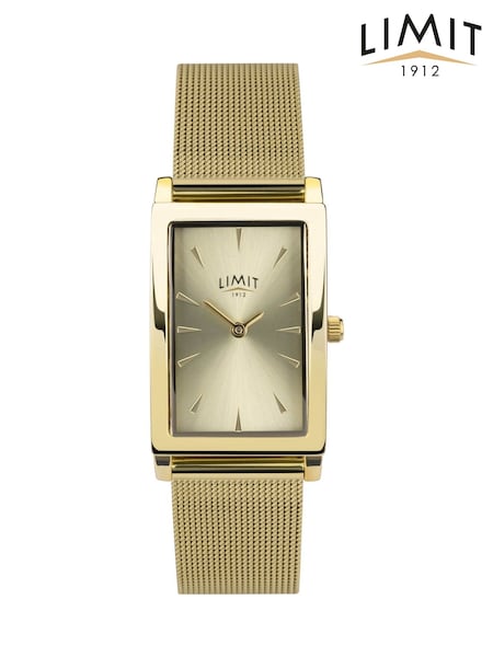Limit  23mm Womens Rectangular Gold Analogue Watch with Gold Mesh Strap (H60014) | £35